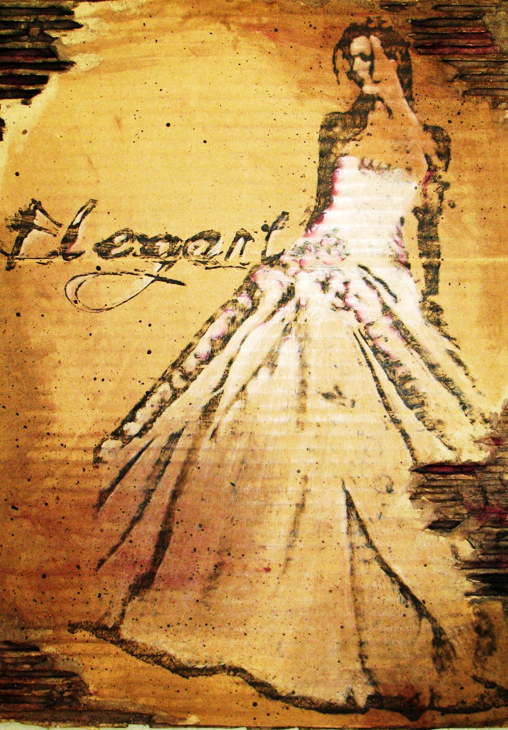 Elegant. Colored pencel, water color, cardboard